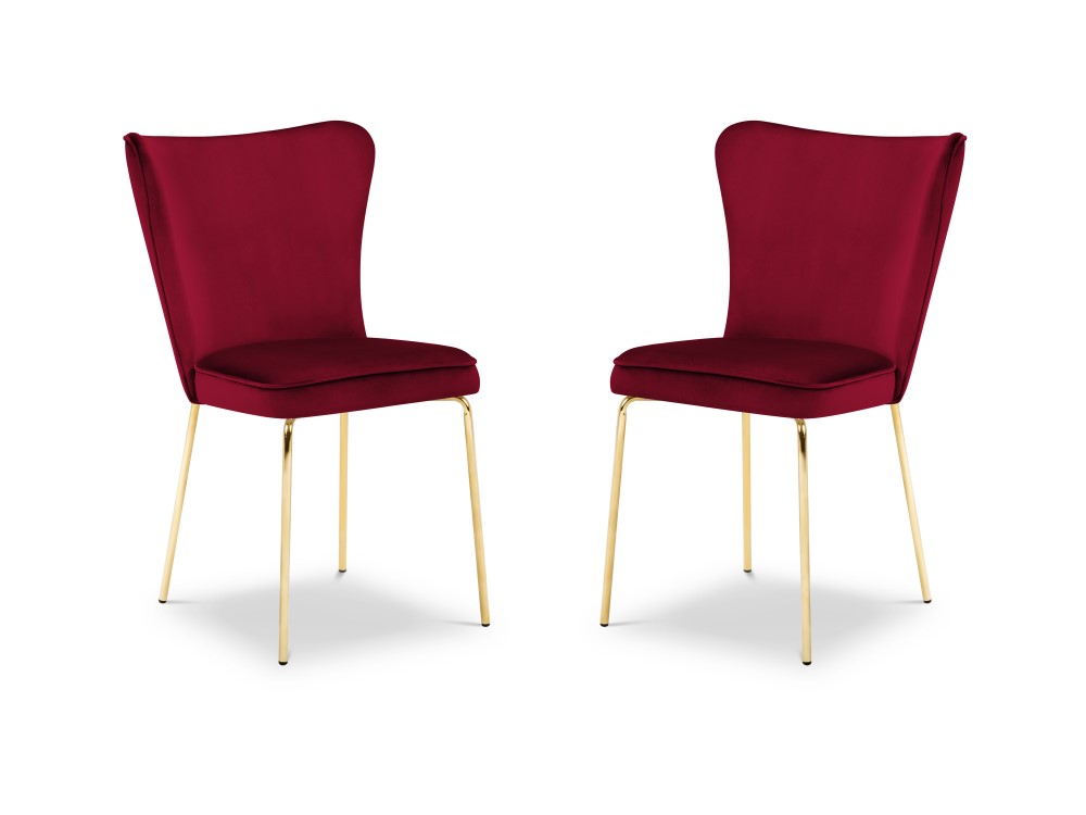 Set de 2 chaises 1 place en velours rouge