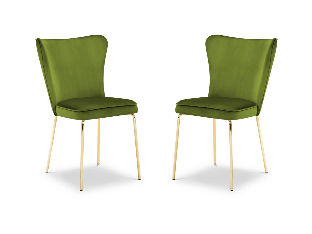 Set de 2 chaises 1 place en velours vert