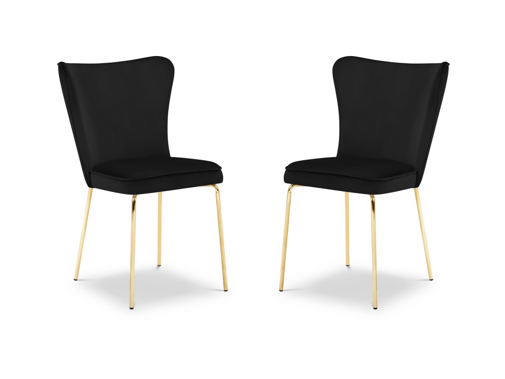 Set de 2 chaises 1 place en velours noir Set de 2 chaises 1 place en velours noir