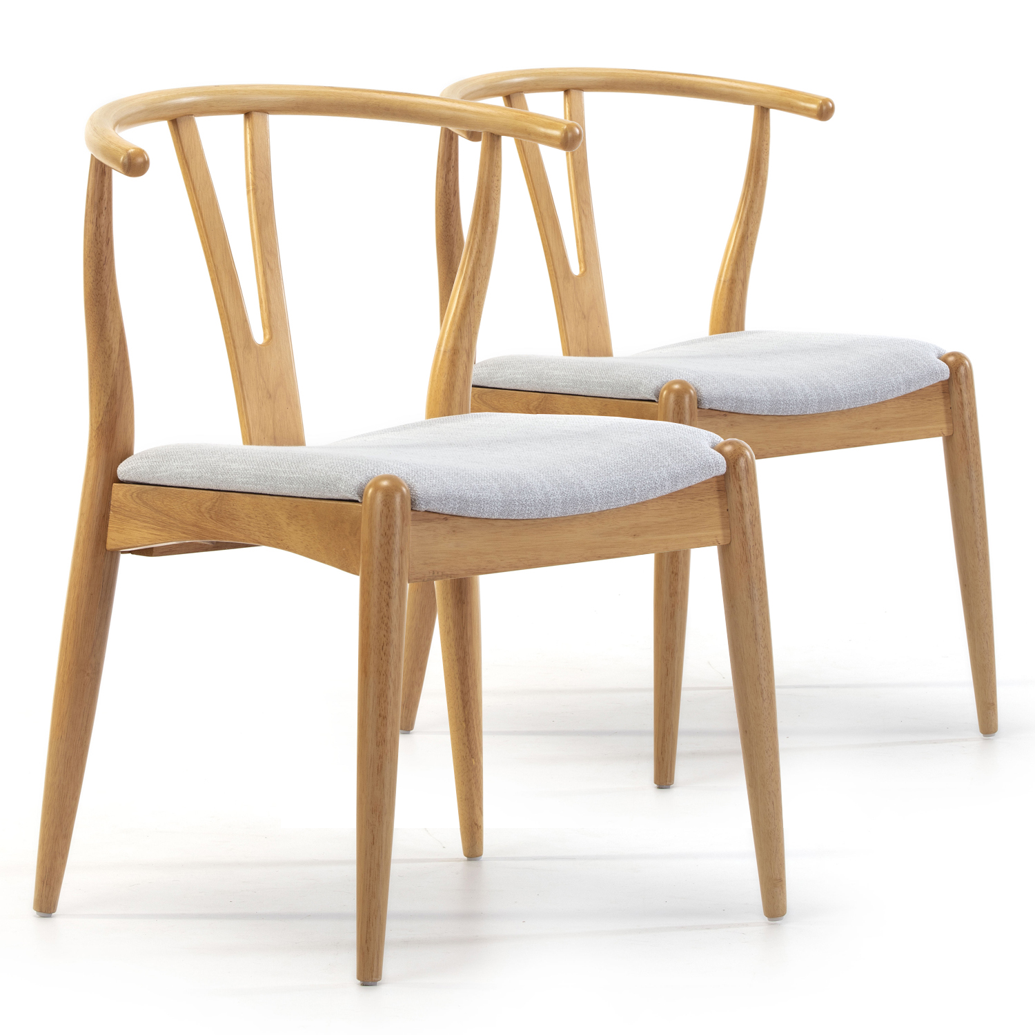 pack 2 chaises, couleur chêne, bois massif, 55 cm x 54,5 cm x 76 cm