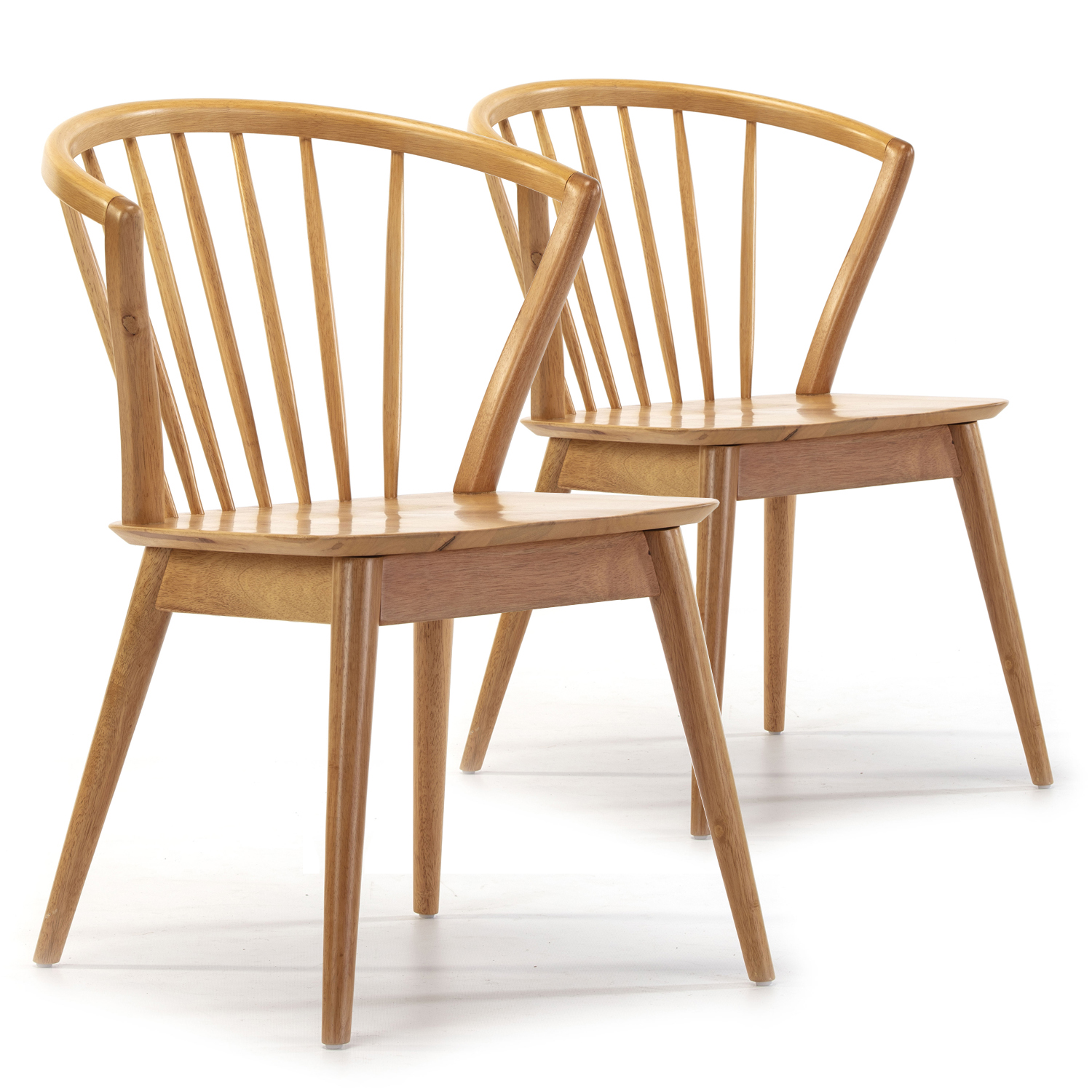 Pack 2 chaises, couleur chêne, bois massif, 55 cm x 58,5 cm x 84 cm