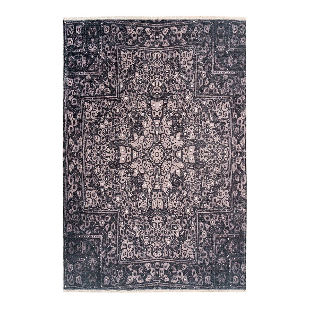 Tapis ethnique en polyester gris 115x170