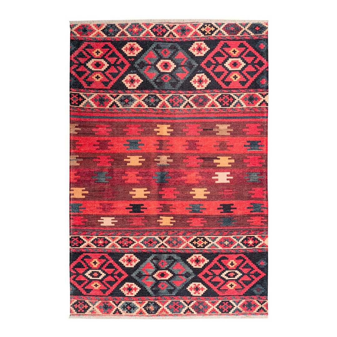 Tapis ethnique patchwork en polyester multicolore 75x150