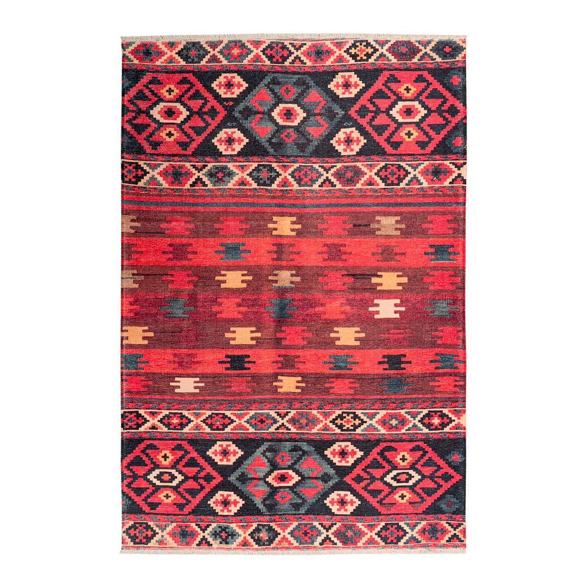 Tapis ethnique patchwork en polyester multicolore 200x290