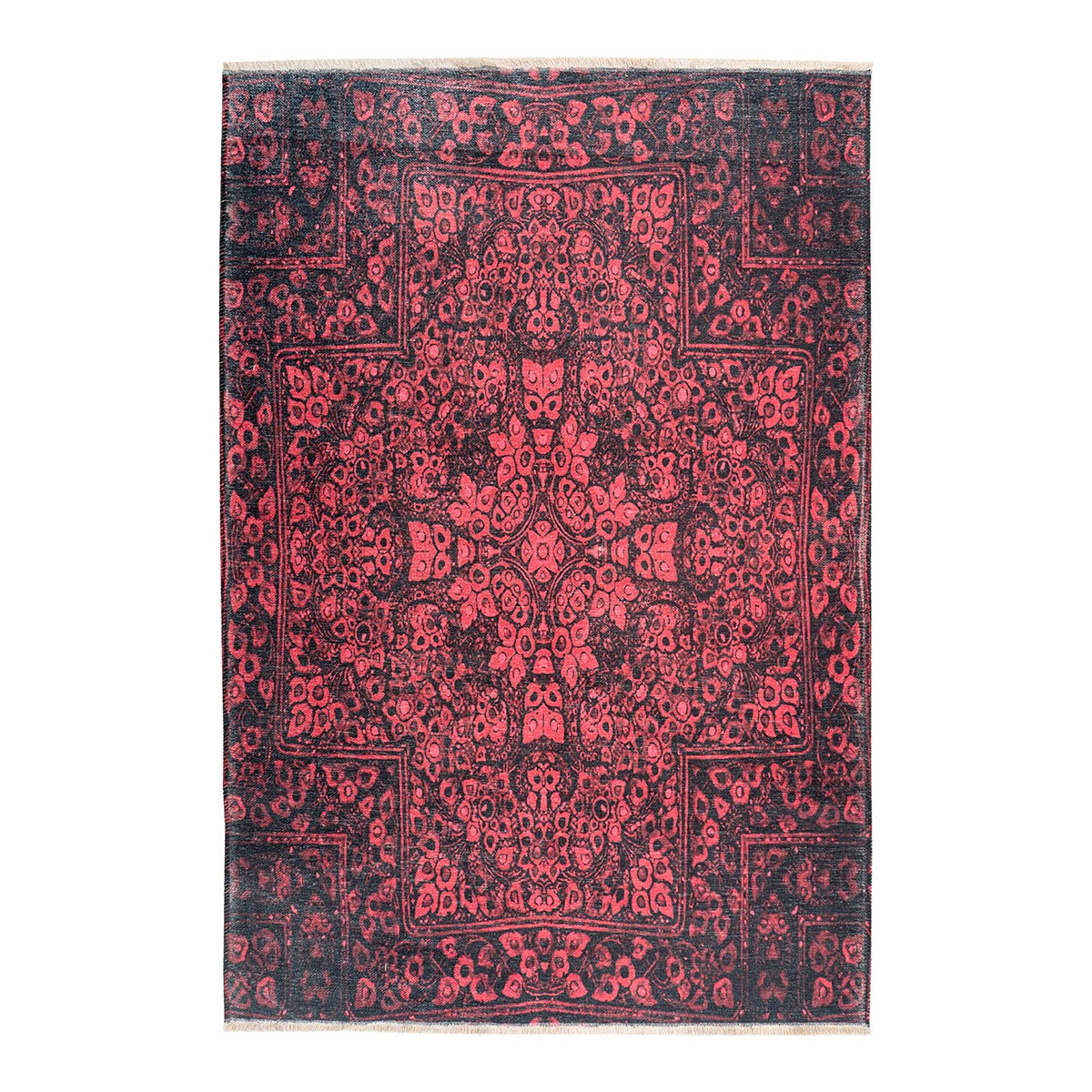 Tapis ethnique en polyester rubis 115x170