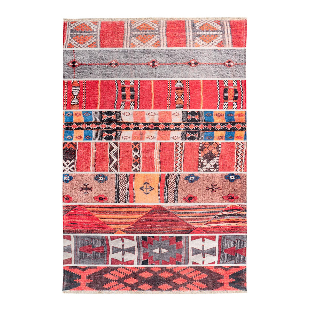 Tapis ethnique patchwork en polyester multicolore 75x150