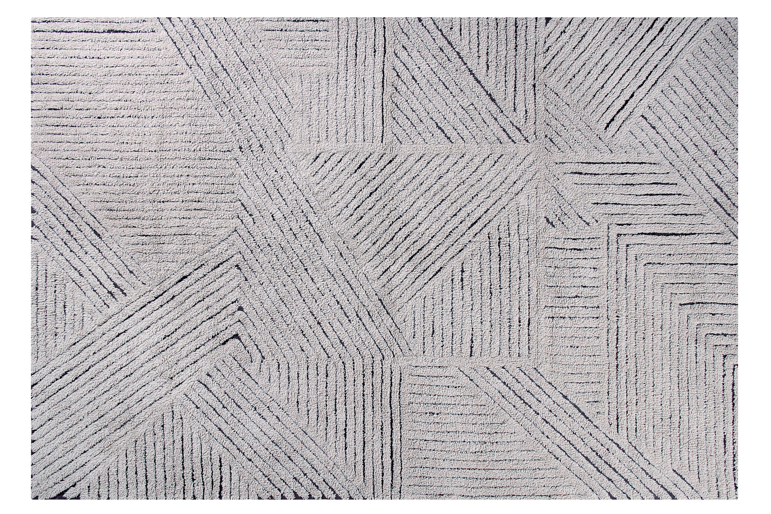Tapis géométrique scandinave en laine gris 170x240
