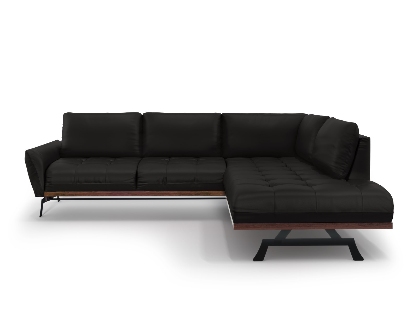 Canapé d'angle 5 places en cuir cuir noir - Vue supplémentaire 2