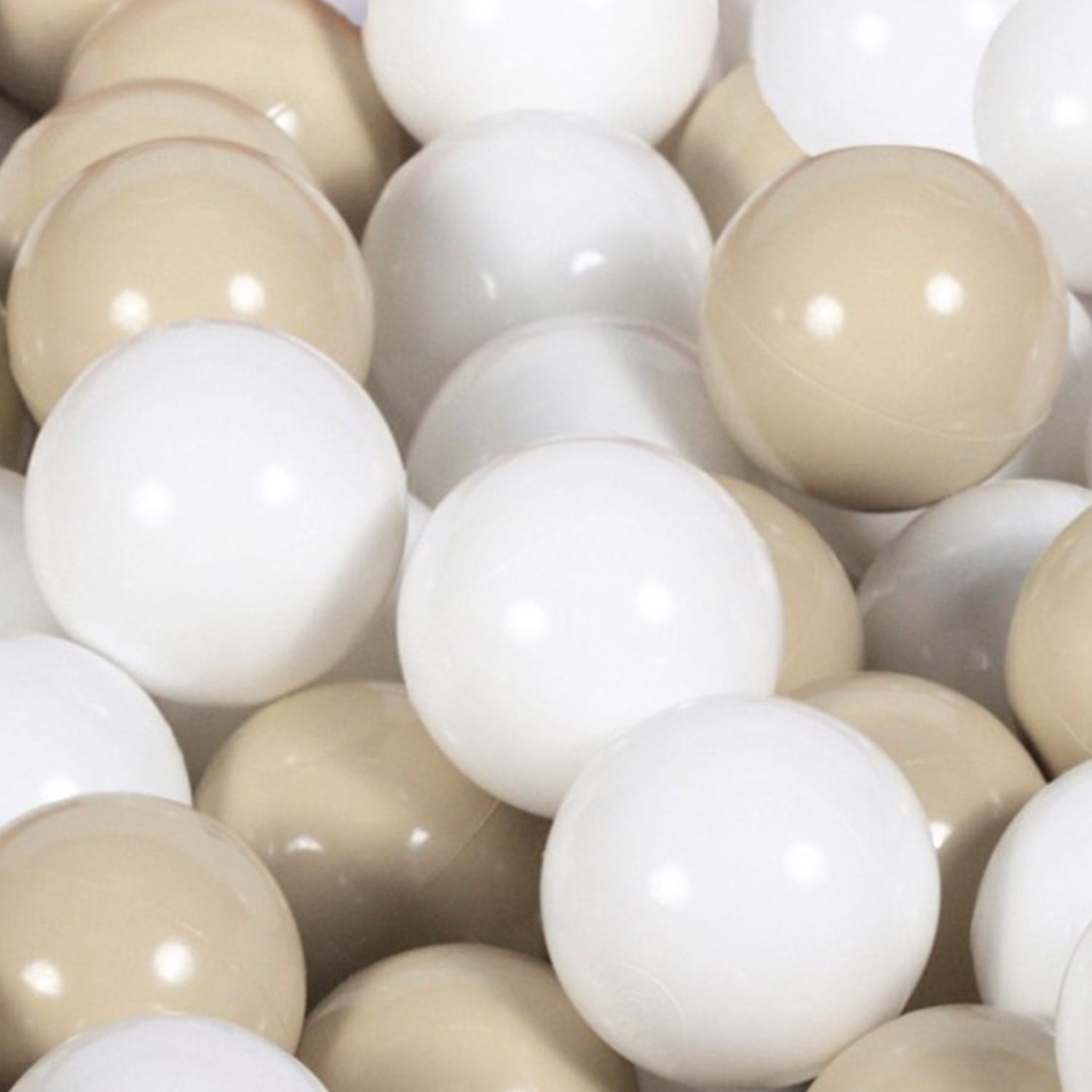 Piscine en velours beige à balles blanches et beiges H40cm (MeowBaby) - Image 1