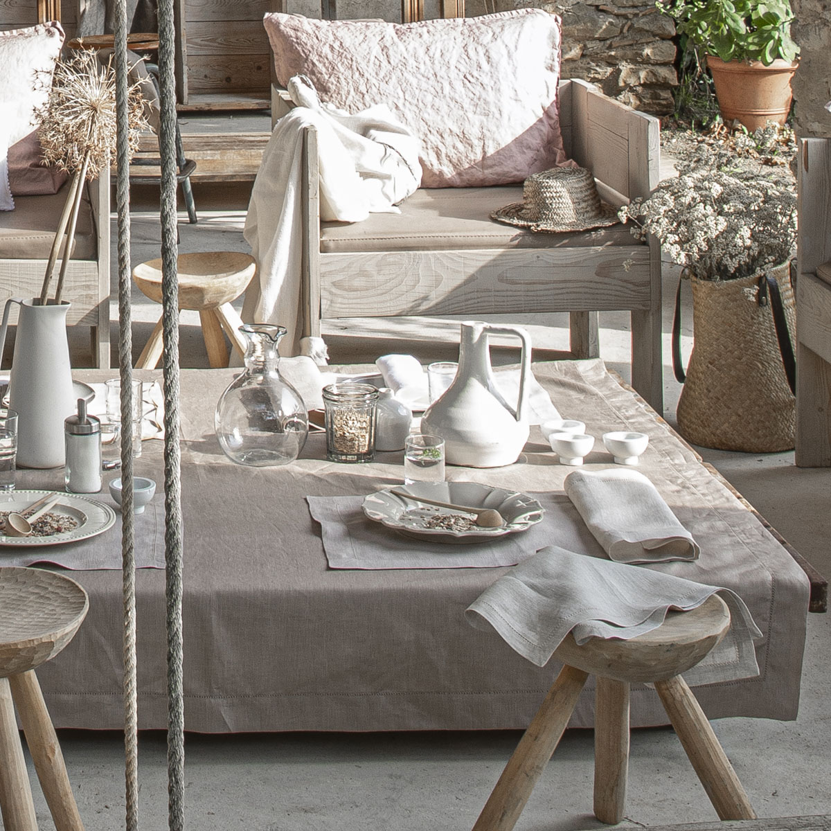 Nappe en lin gris 170x320 Nappe en lin gris 170x320