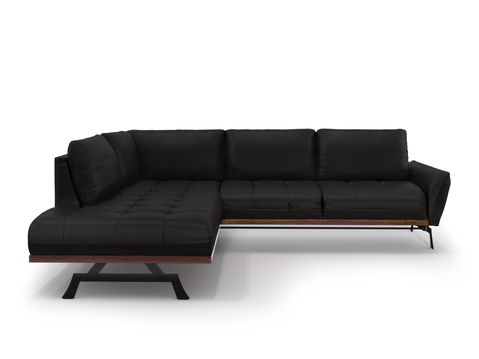 Canapé d'angle 5 places en cuir cuir noir - Vue supplémentaire 2