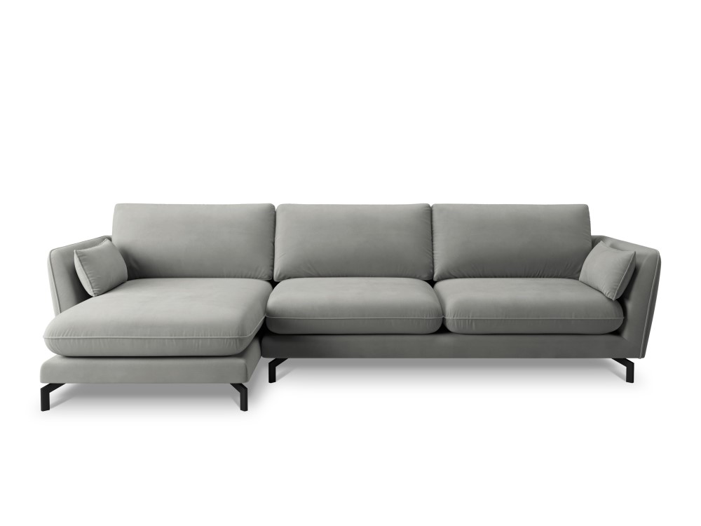 Canapé d'angle 5 places en velours gris clair Canapé d'angle 5 places en velours gris clair