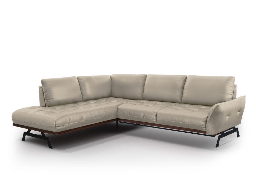 Canapé d'angle 5 places Gris Cuir Luxe Design Confort