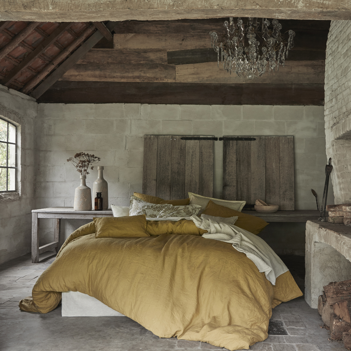 Housse de couette en lin jaune 240x220 Housse de couette en lin jaune 240x220