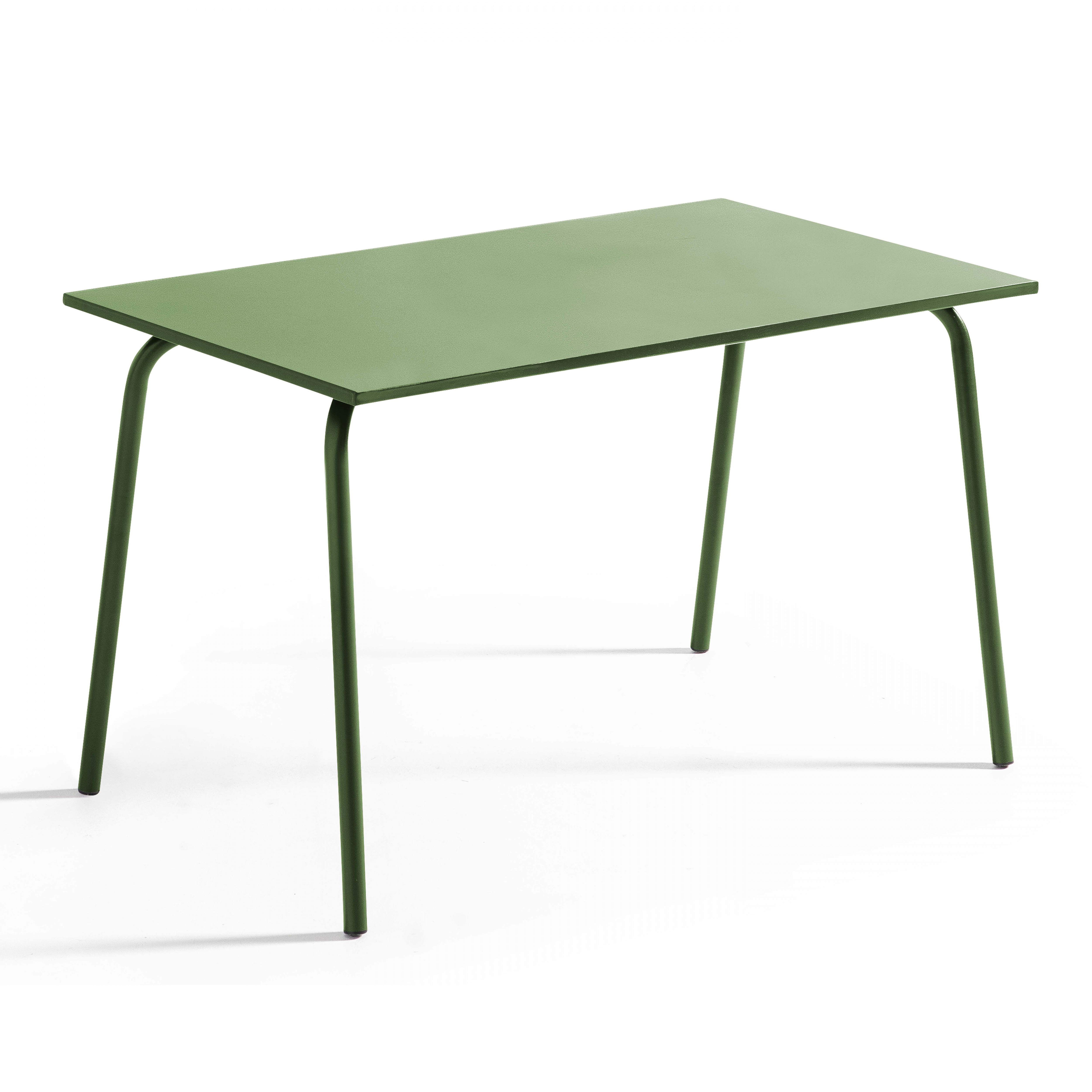 Table rectangle acier vert cactus