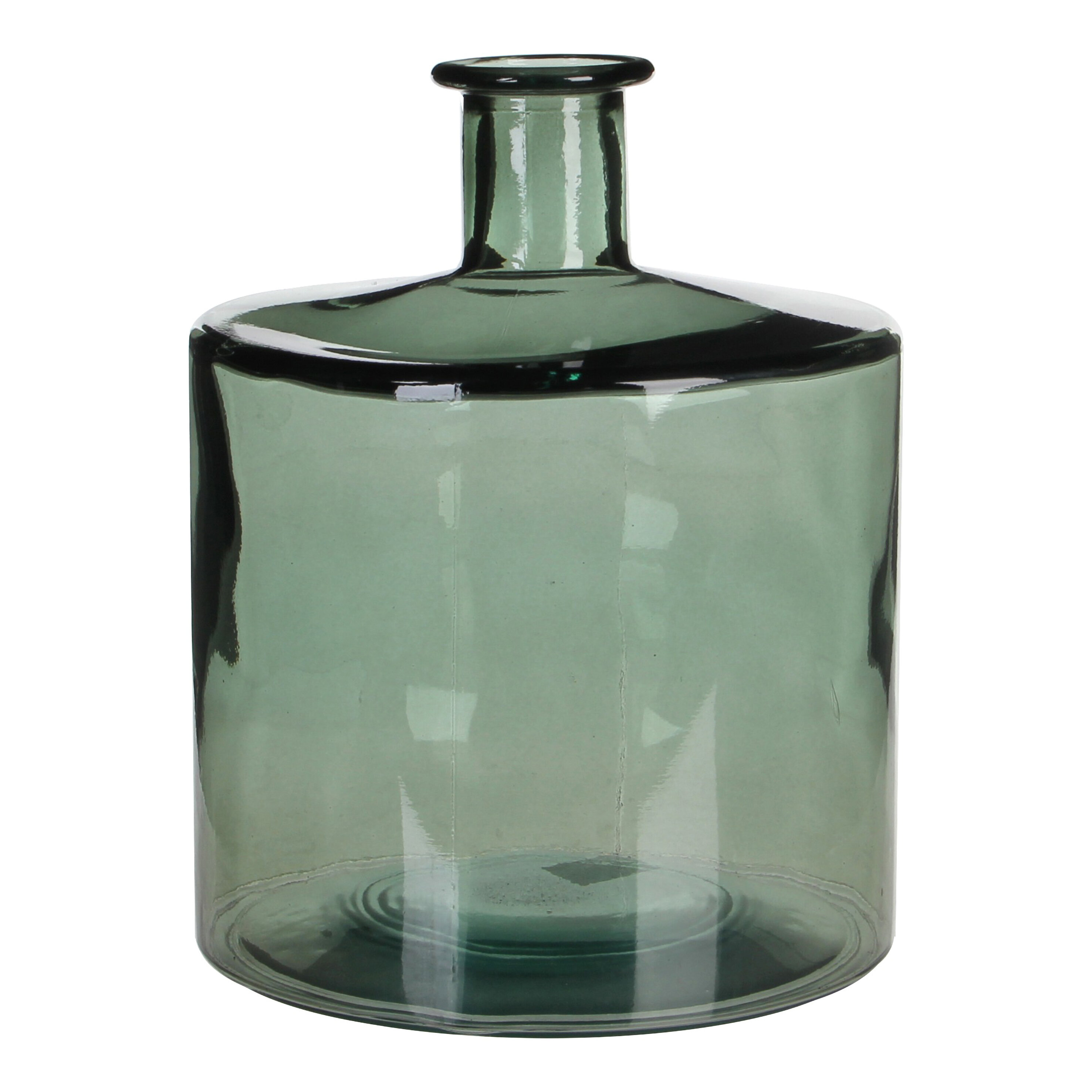 Vase bouteille en verre recyclé vert H26 Vase bouteille en verre recyclé vert H26