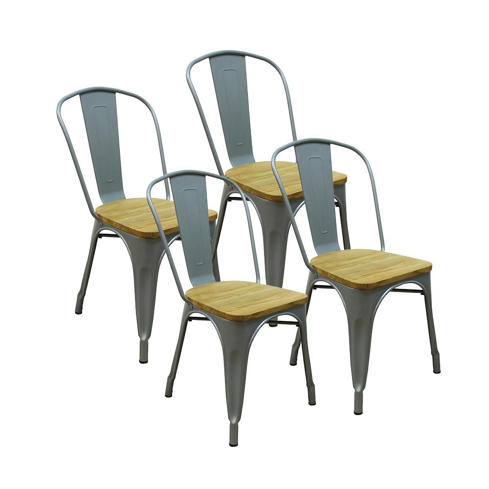 Lot de 4 chaises de salle à manger Métal Gris Style industriel