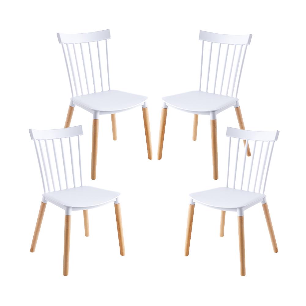 Lot de 4 chaises de salle à manger Bois naturel Blanc 56x47x81 Lot de 4 chaises de salle à manger Bois naturel Blanc 56x47x81