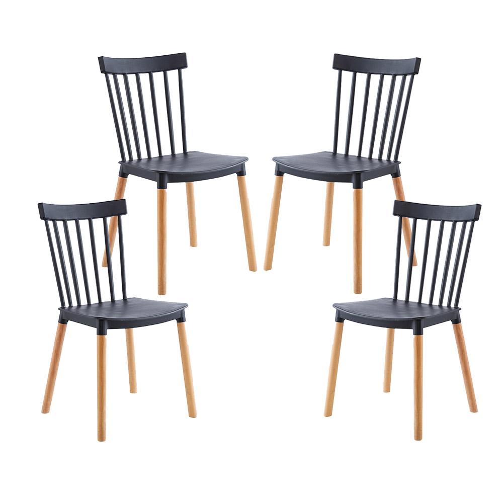 Lot de 4 chaises de salle à manger Bois naturel Noir 56x47x81 Lot de 4 chaises de salle à manger Bois naturel Noir 56x47x81