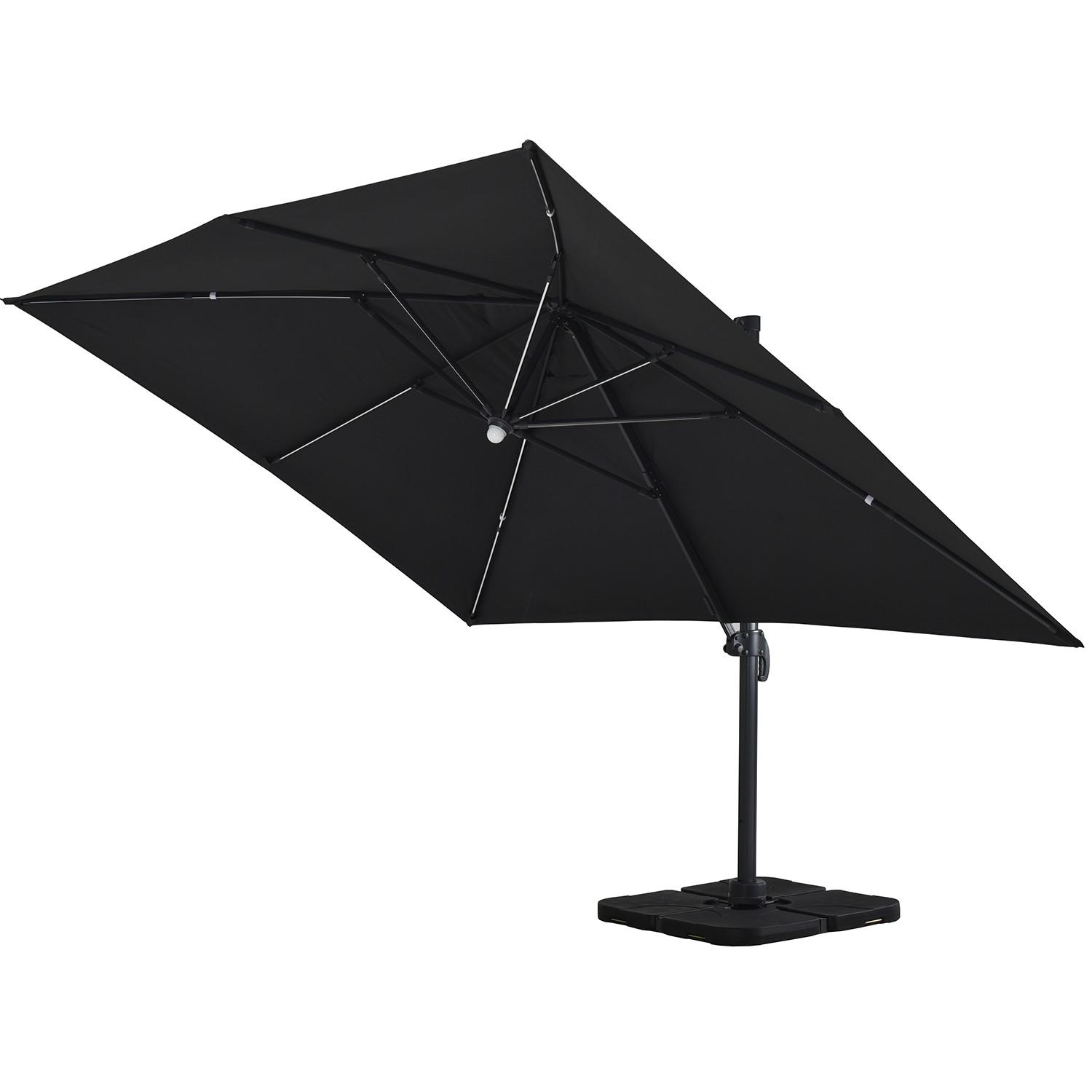 Parasol déporté rotatif aluminium avec LED 3x4m antracite