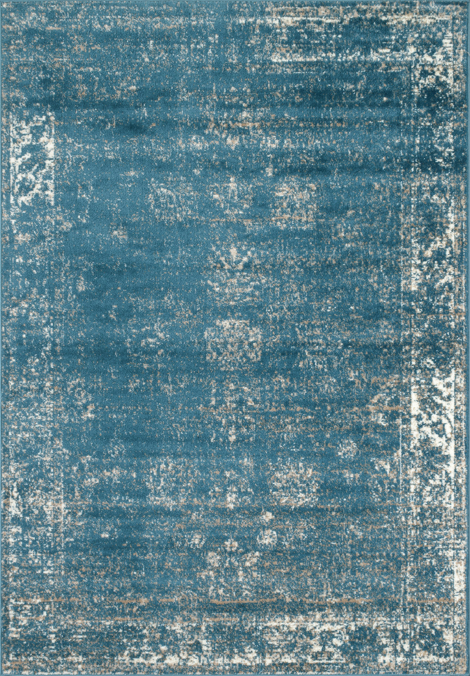 Tapis Vintage motif arabesque Turquoise Blanc - 120x160