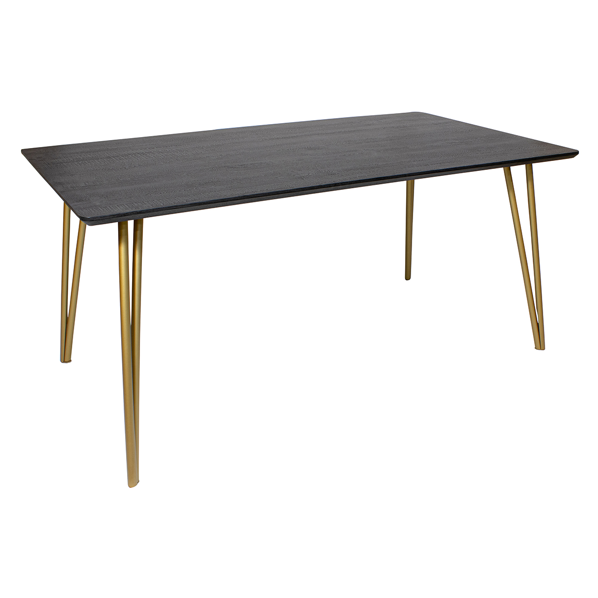 Table finition bois pieds en métal doré 160x90