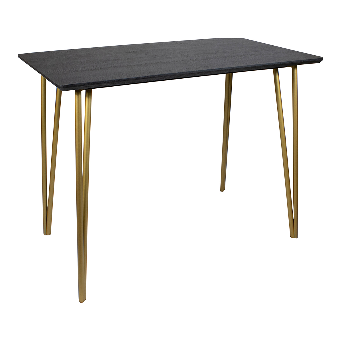Table de bar finition bois pieds en métal doré 120x70