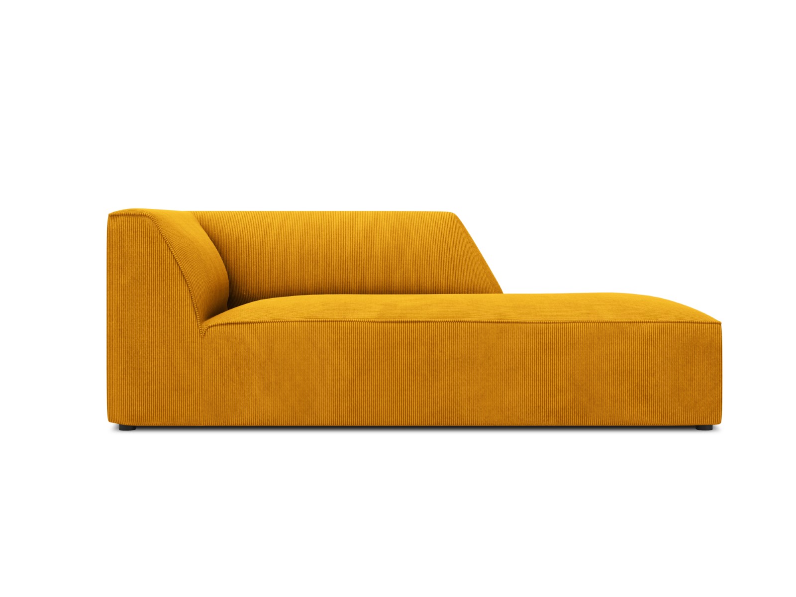Méridienne droite 1 place en tissu velours côtelé jaune