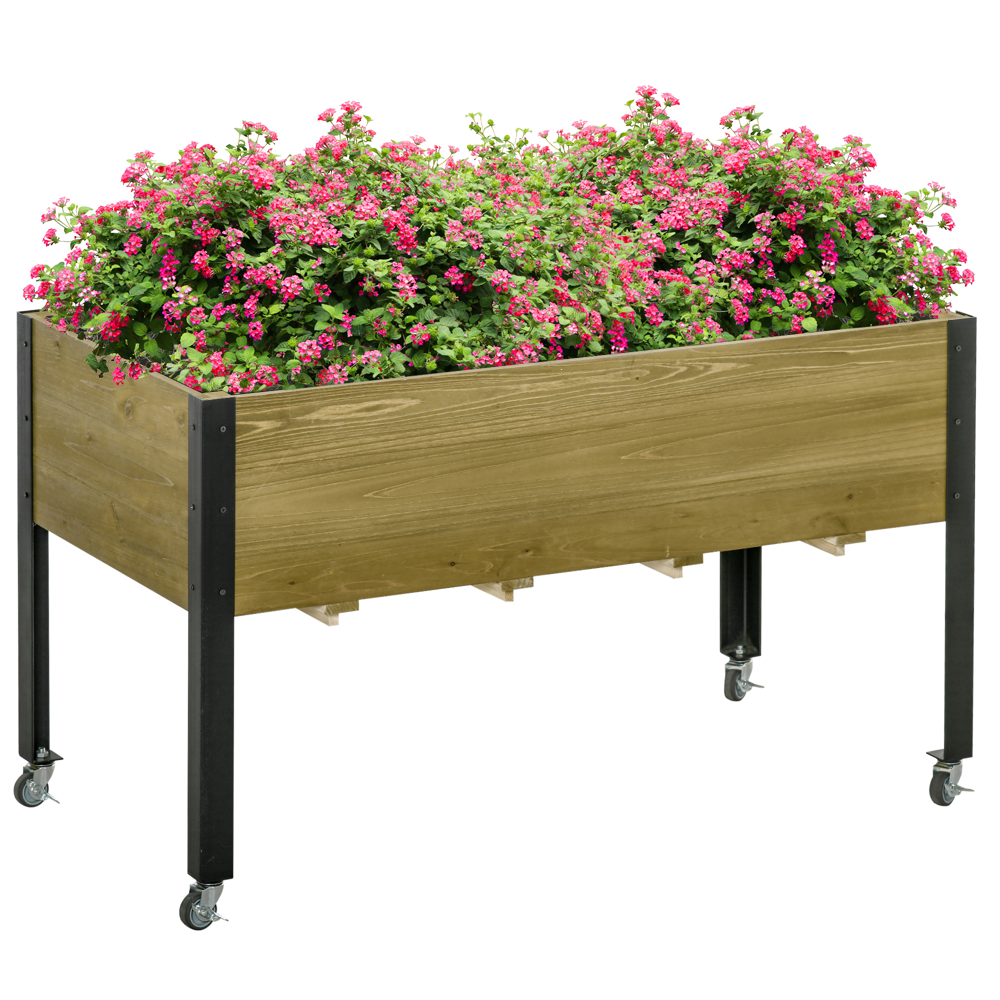 Jardinière sur pieds roulettes bois sapin autoclave