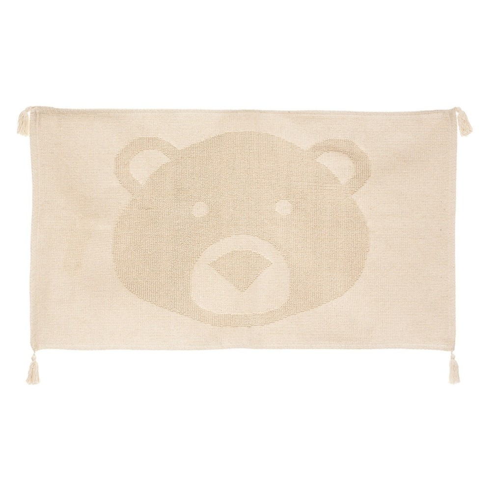 Tapis tête d'ourson en 3d coton beige ficelle 90x60cm Tapis tête d'ourson en 3d coton beige ficelle 90x60cm