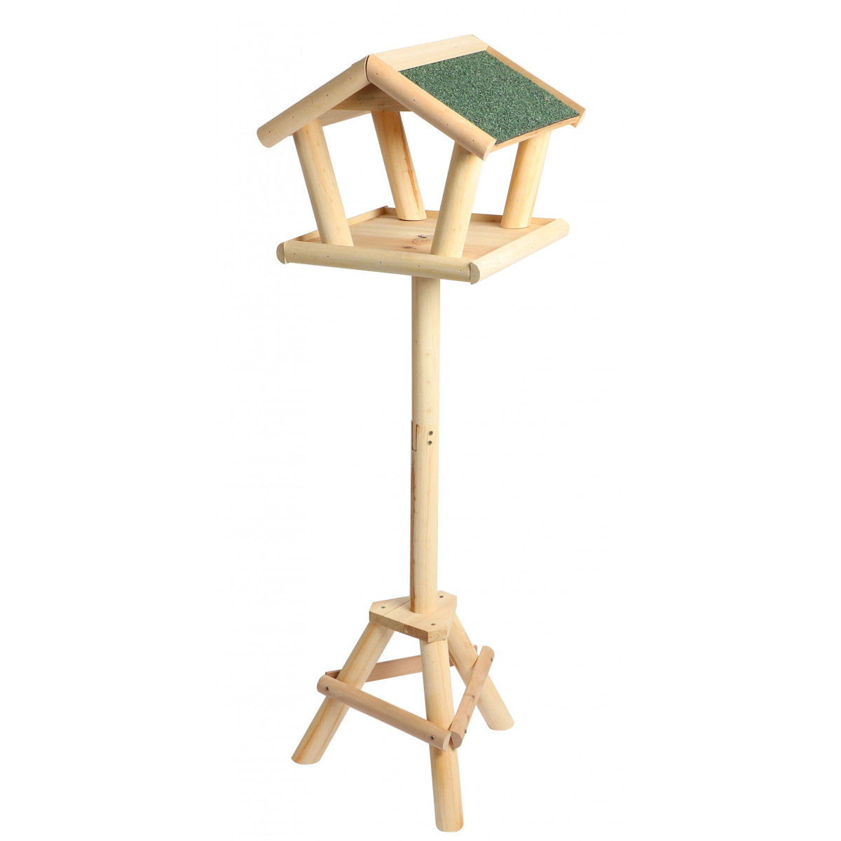 Mangeoire à oiseaux sur pied en bois de sapin - 33x30x105cm