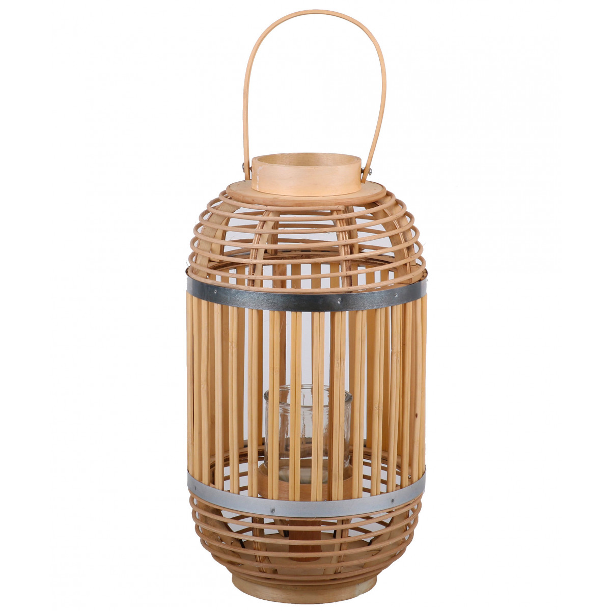 Lanterne en bambou et métal saÏgon - 21x21x38cm