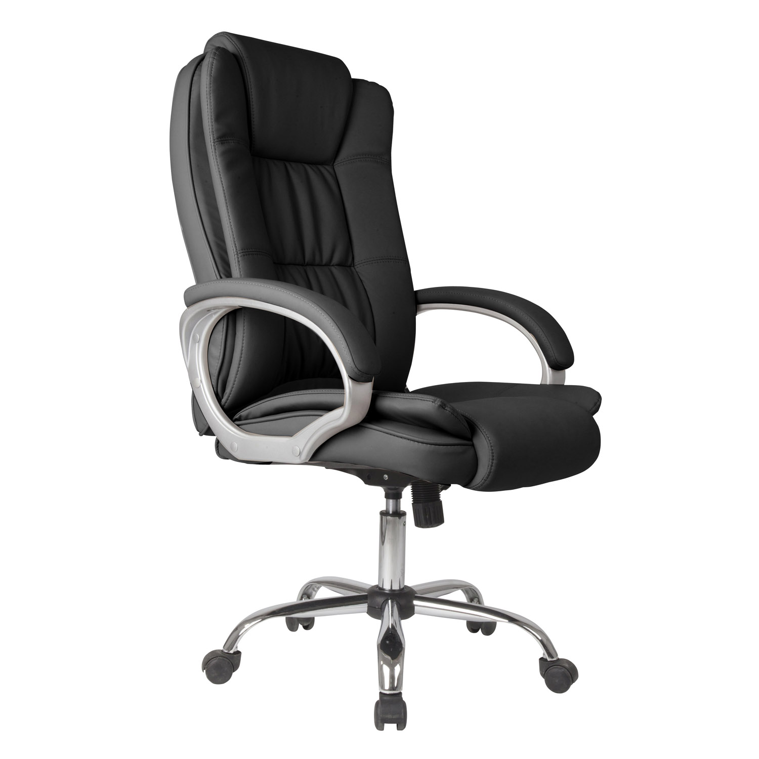 Chaise de bureau elevable et Fauteuil inclinable en simili cuir noir