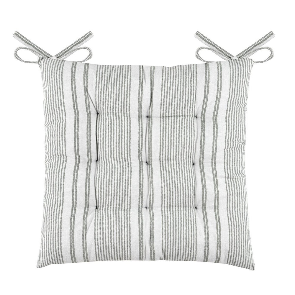 Galette de chaise esprit tapissier coton sauge 40 x 40