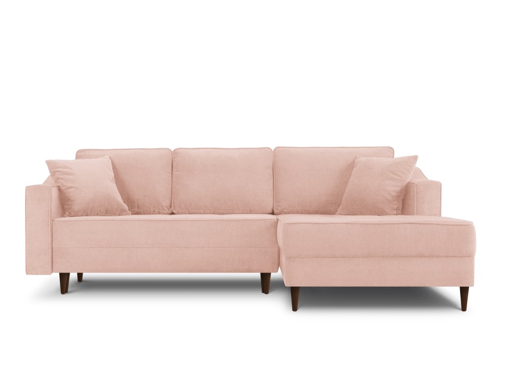 Canapé d'angle droit tissu structuré rose 4 places
