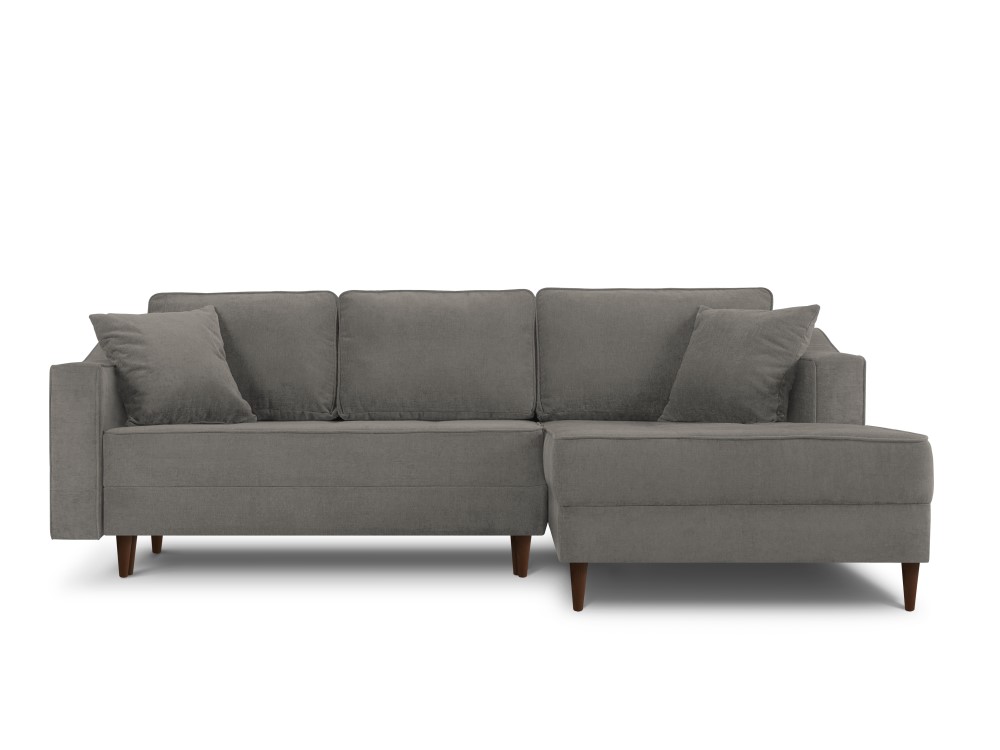 Canapé d'angle droit tissu structuré gris 4 places