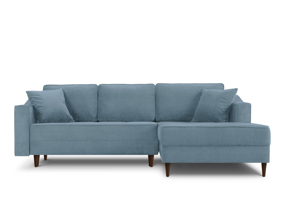 Canapé d'angle droit tissu structuré bleu clair 4 places