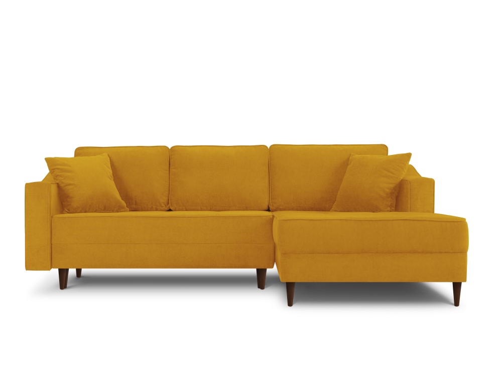 Canapé d'angle droit tissu structuré jaune 4 places Canapé d'angle droit tissu structuré jaune 4 places