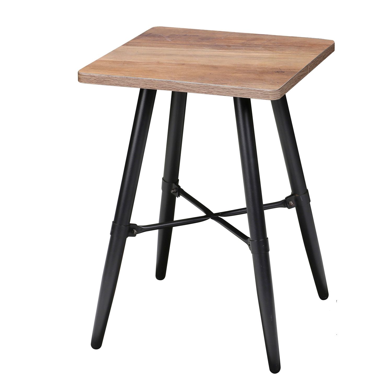 table d'appoint / bout de canapé métal noir et bois - 40x40x50cm