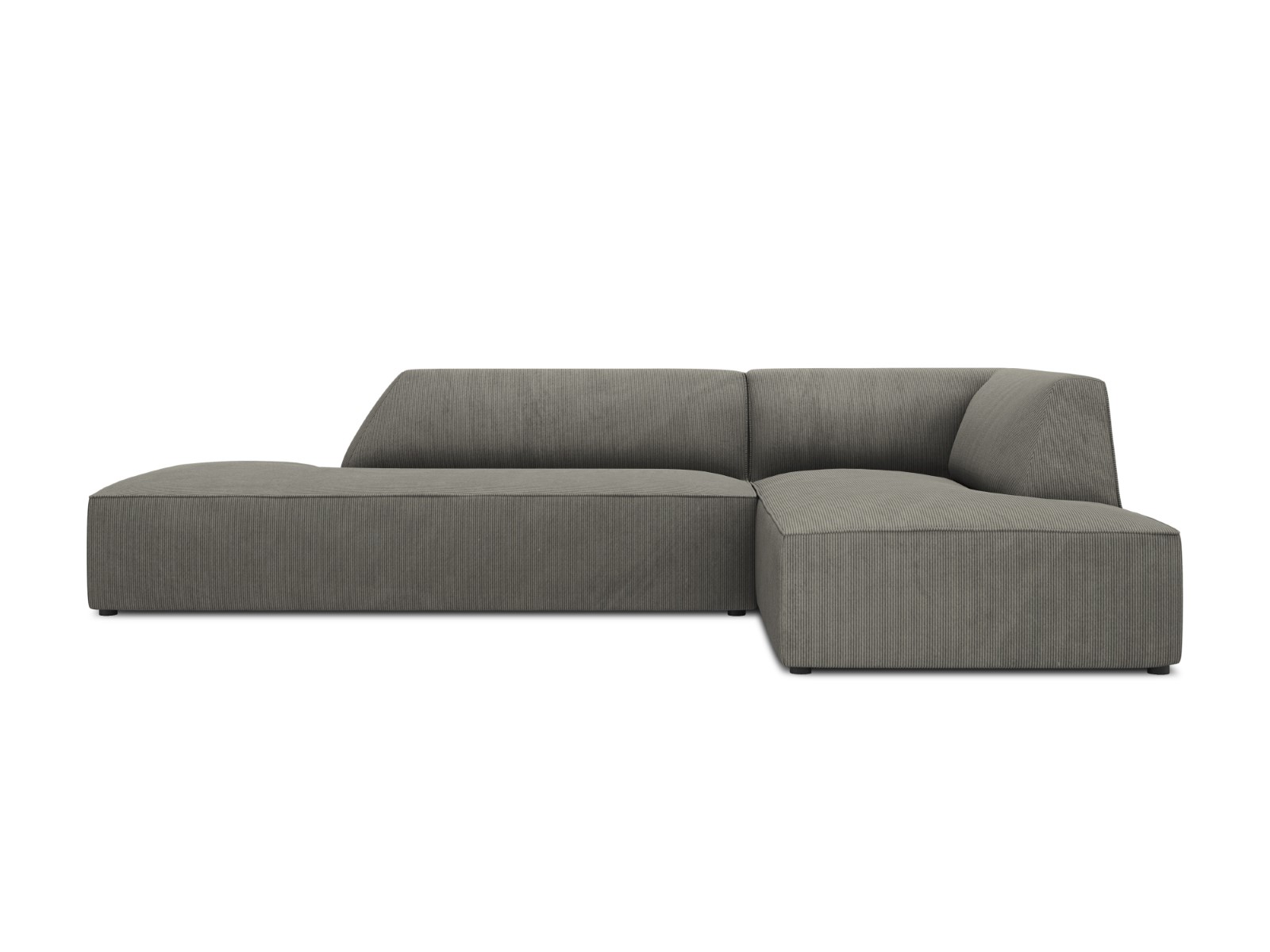 Canapé d'angle droit tissu structuré gris clair 4 places