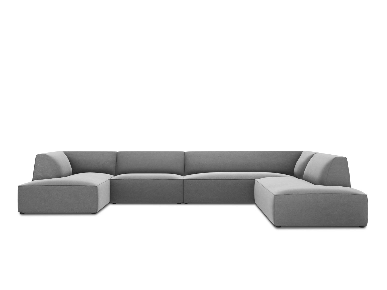 Canapé d'angle panoramique droit velours gris 7 places