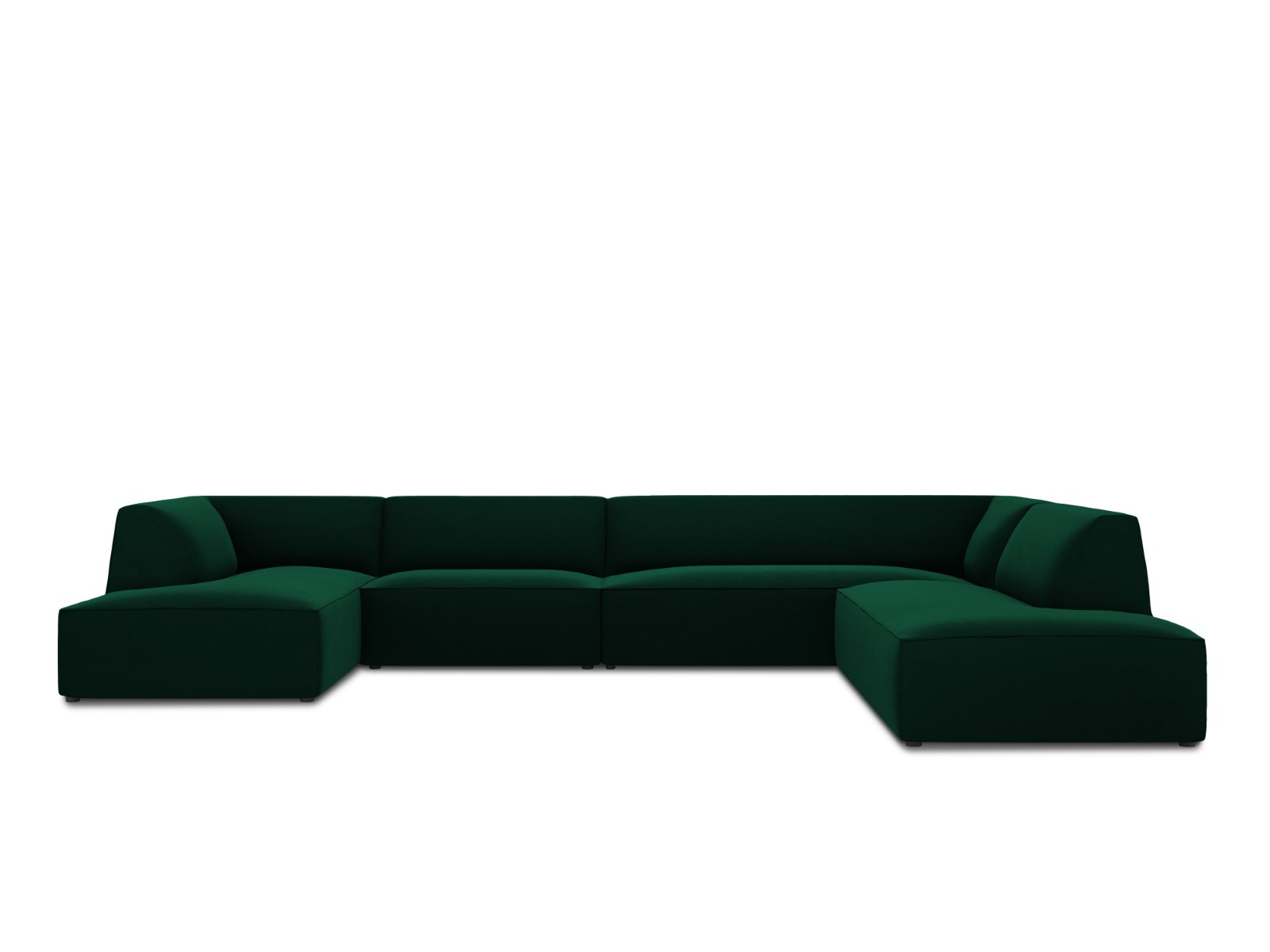 Canapé d'angle panoramique droit velours vert bouteille 7 places
