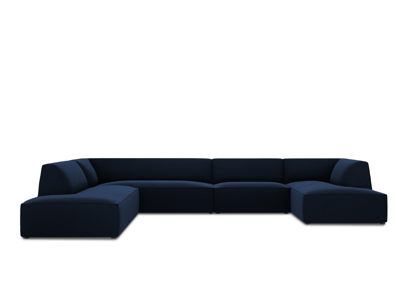 Canapé d'angle panoramique gauche velours bleu roi 7 places