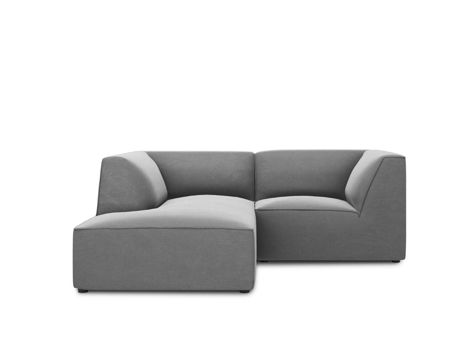 Canapé d'angle gauche velours gris 3 places