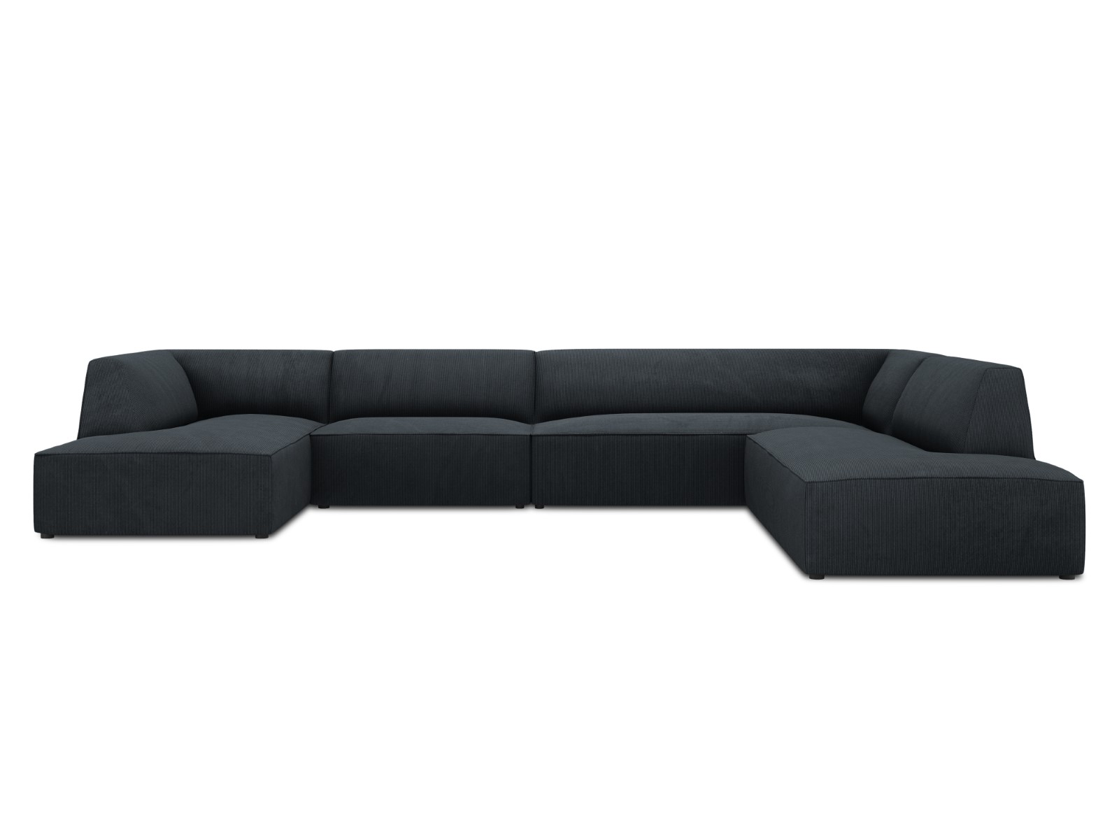 Canapé d'angle 7 places Noir Tissu Confort Promotion