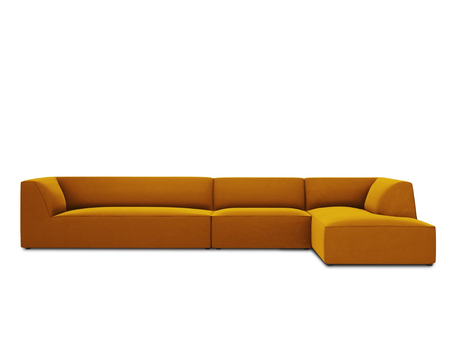 Canapé d'angle 5 places velours jaune