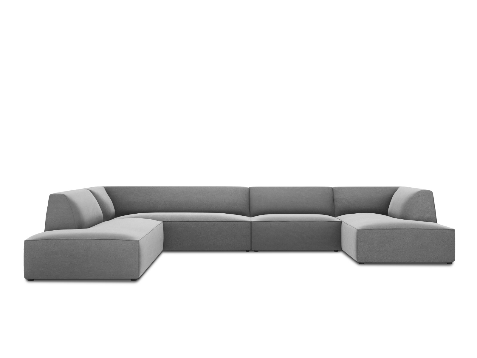Canapé d'angle panoramique gauche velours gris 7 places