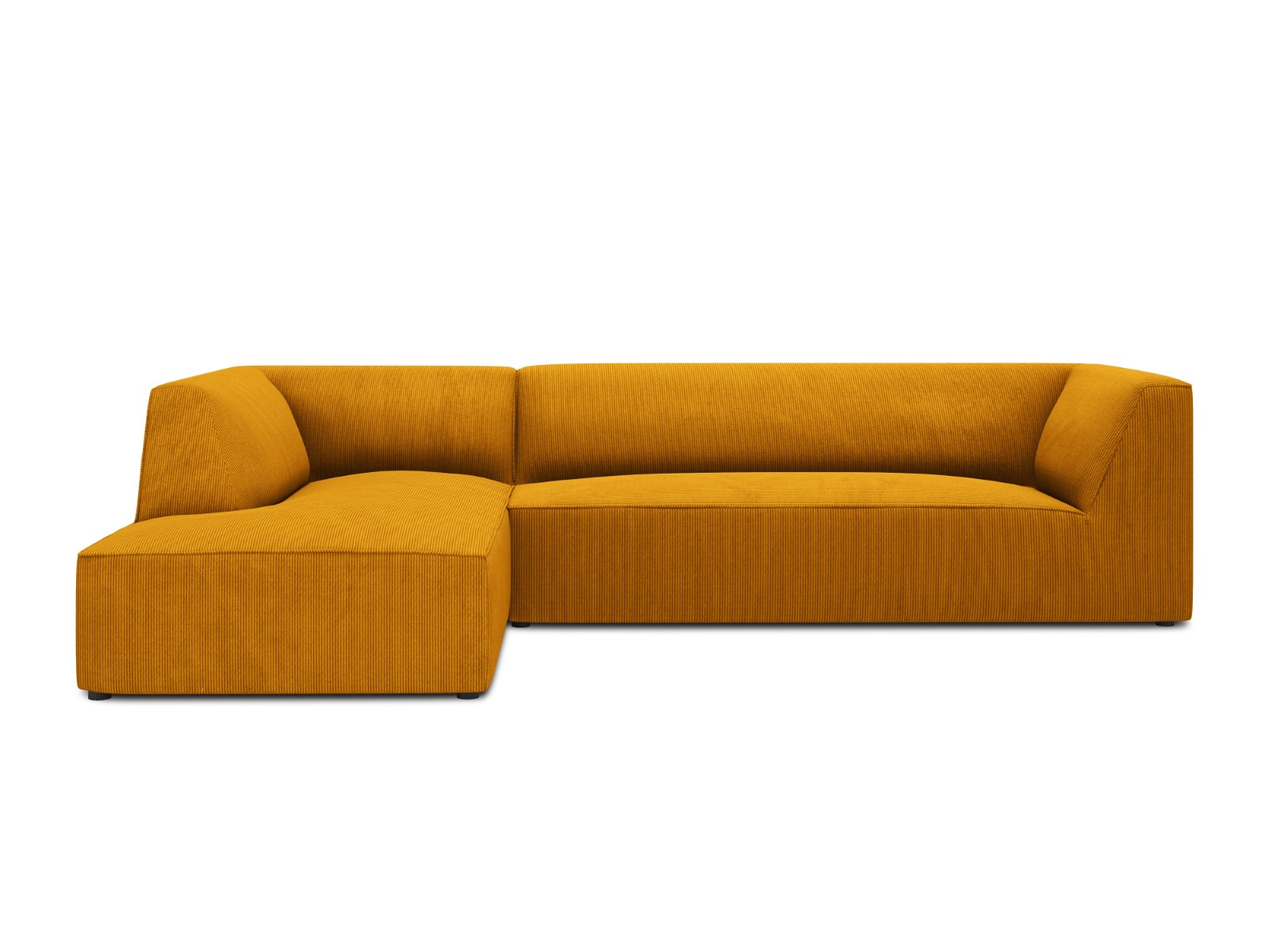 Canapé d'angle gauche tissu structuré jaune 4 places
