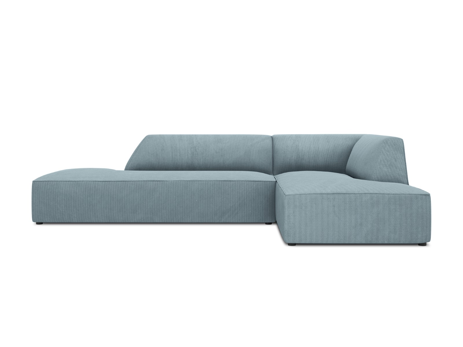 Canapé d'angle droit tissu structuré bleu clair 4 places