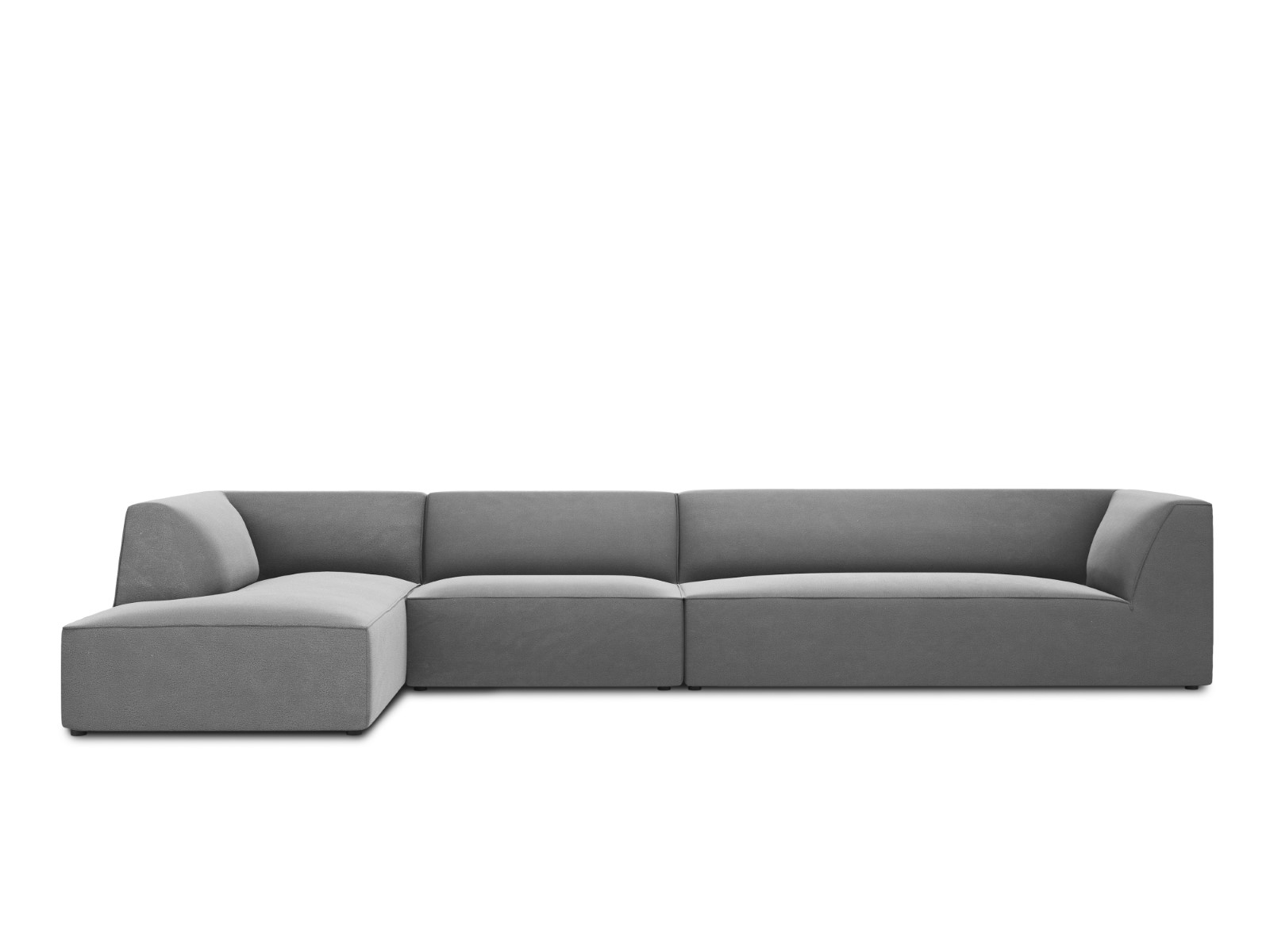Canapé d'angle gauche velours gris 5 places